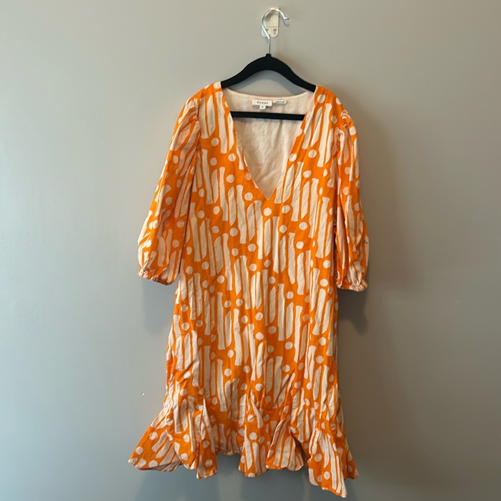 Rhode puff sleeve Orange Batik Mini dress